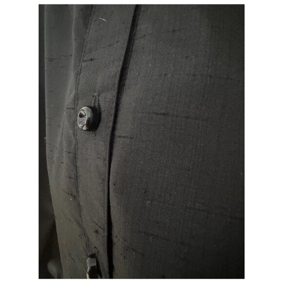 Vintage Henry-Lee Black Button Front Shirt Dress Belted Midi 70s Workwear - Picture 3 of 9